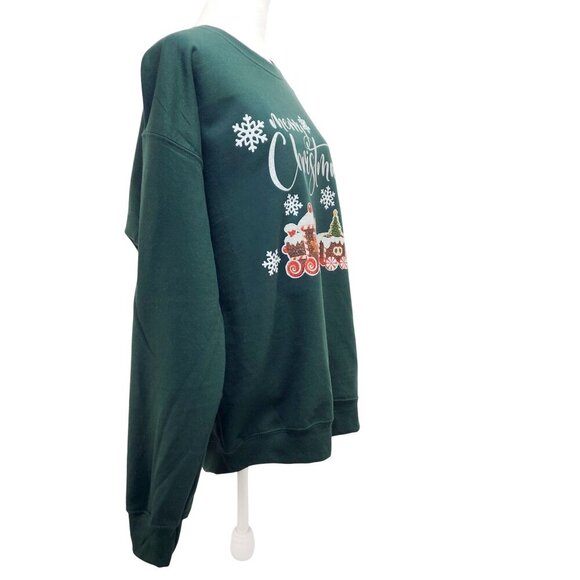 Green Soni Lu Christmas Sweatshirt Unisex With Festive Train Design Size L New - Picture 9 of 12